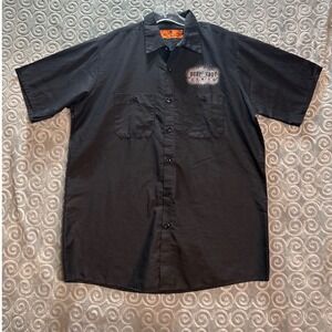 Deep Eddy Lemon Vodka Short Sleeve Work‎ Shirt Black Mens Large Red Kap